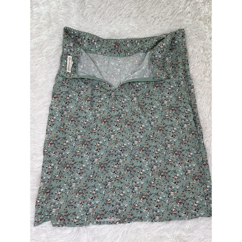 AEROPOSTALE Women’s Green/Blue Cotton Floral Zipper Closure Mini‎ Skirt Size Med - Picture 4 of 6